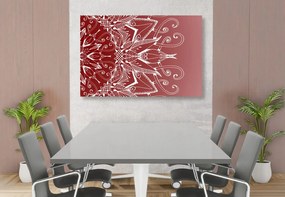 Stampa su tela – Mandala bianco su sfondo bordeaux