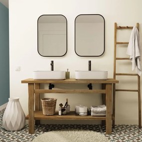 Mobile da bagno sotto lavabo HOMESIGHT ROBBY quercia antica verniciato L 140 x H 78 x P 50 cm, lavabo non incluso