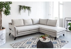 Divano letto angolare beige chiaro L, angolo destro Charming Charlie - Miuform