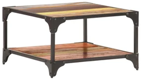 Tavolino Da Salotto 60x60x35 Cm İn Legno Massello Di Recupero /