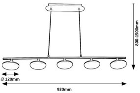 Rabalux 72240 - Lampadario LED a sospensione con filo MADI 5xLED/4W/230V 3000K