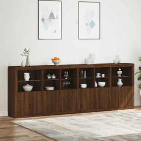 Credenza con luci led rovere marrone 283x37x100 cm