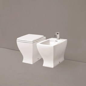 Coppia Di Sanitari a Terra The ArtCeram "Jazz" Bianco Lucido