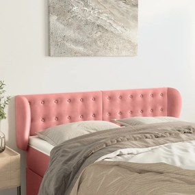 Testiera Ad Orecchio Rosa 147x23x78/88 Cm İn Velluto /