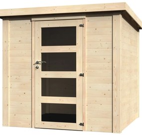 Casetta da giardino in legno Mod.Kipla con porta battente semplice, superficie totale 4.95 m² e spessore parete 19 mm