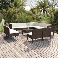 Set Divani da Giardino 12 pz con Cuscini in Polyrattan Marrone cod mxl 38421