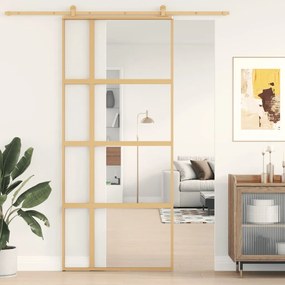 Porta Scorrevole Dorata 90x205 Vetro Trasparente Esg Alluminio /
