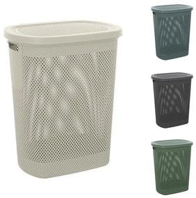 Cesto portabiancheria con coperchio in plastica bianca 58 lt Kamala