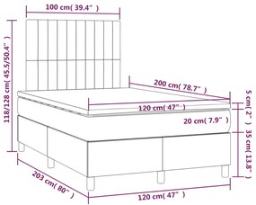 Giroletto a Molle con Materasso Nero 120x200 cm in Tessuto