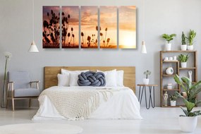 Quadri 5 pezzi – Steli d'erba all'alba
