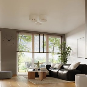 Sollux SL.1393 - Plafoniera TELESTO 1xE27/15W/230V diametro 35 cm bianco/beige