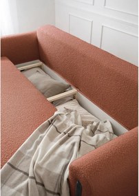 Divano color terracotta allungabile/con contenitore e rivestimento in bouclé 244 cm Arcadova – ELTAP