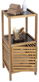 Mobile per bagno nero/di colore naturale in acacia massiccia basso/stretto 39,5x86 cm Fondi – Wenko