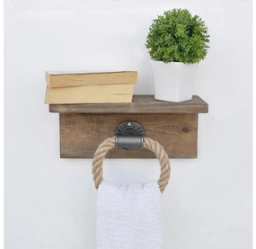 Porta asciugamani con ripiano BORURAF 14x30 cm abete