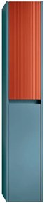 Colonna per mobile bagno Niwa 2 ante P 27 x L 30 x H 160 cm laccato opaco blu pacifico con vetro paprika cannettato