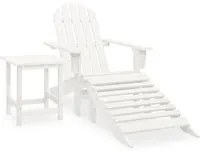 Sedia Adirondack con Ottomana e Tavolo in Abete Massello Bianco 315929