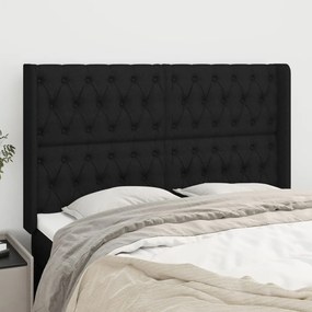 Testiera Ad Orecchio Nera 163x16x118/128 Cm İn Tessuto /