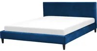 Letto 160 x 200 cm con rete a doghe in velluto blu contemporaneo