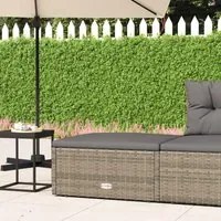 Poggiapiedi da Giardino con Cuscino in Polyrattan Grigio 319602