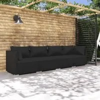 Set Divani da Giardino 4 pz con Cuscini in Polyrattan Nero cod mxl 45393