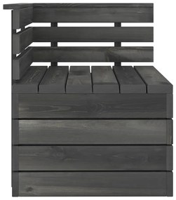 Set Divani da Giardino su Pallet 3 pz Legno Pino Grigio Scuro