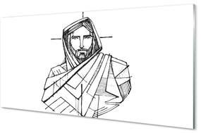 Quadro in vetro acrilico Disegnare Gesù 100x50 cm