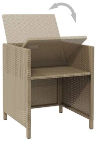 Sedie da Giardino con Cuscini 4 pz in Polyrattan Beige