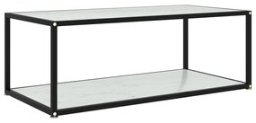 Tavolino Da Salotto Bianco 100x50x35 Cm İn Vetro Temperato /