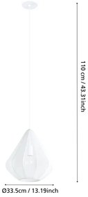 Eglo 43996 - Lampadario a sospensione con filo DOLWEN 1xE27/40W/230V diametro 33,5 cm bianco