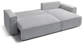 Divano letto a coste grigio chiaro ad angolo variabile Nihad - Bobochic Paris