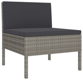 Set Divani da Giardino 12 pz con Cuscini in Polyrattan Grigio