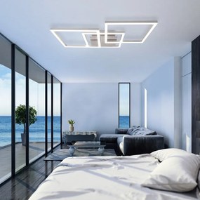 Plafoniera LED moderno Frames, argento 37x36.8 cm, luce calda dimmerabile