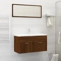 Set Mobili da Bagno 2 pz Rovere Marrone in Legno Multistratocod mxl 81302