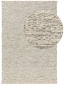 benuta Pure Tappeto di lana Silas Crema/Grigio 170x240 cm - Tappeto fibra naturale