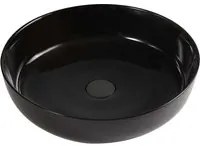 Lavabo da appoggio tondo 33 cm nero lucido in ceramica | Zelos