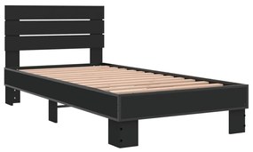 Giroletto nero 90x190 cm in legno multistrato e metallo
