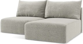 Divano angolare grigio chiaro allungabile/con contenitore (con penisola a destra) Kalena – Makamii