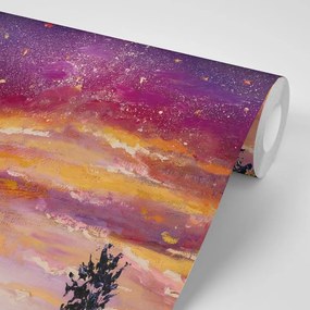 Carta da parati – Pittura a olio di campo di lavanda