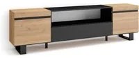 Mobile TV Soggiorno, 200x57x35cm, Per TV fino a 80 , Design industriale, Stile moderno, Rovere e nero