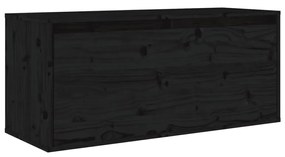 Pensile nero 80x30x35 cm in legno massello di pino