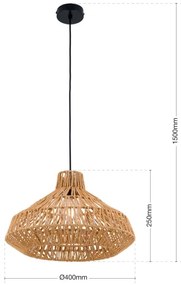 Orion HL 6-1813/1 - Lampadario a sospensione con filo BASKET 1xE27/40W/230V diametro 40 cm canapa