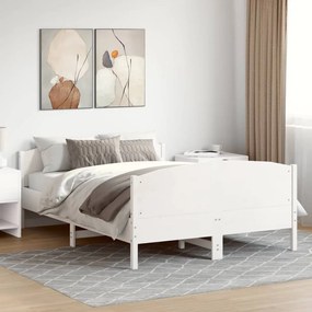 Giroletto con testiera bianco 120x190 cm legno massello di pino
