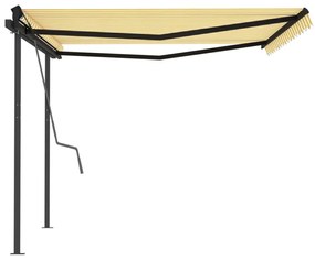 Tenda da Sole Retrattile Automatica Pali 4,5x3 m Gialla Bianca
