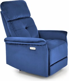 Poltrona reclinabile Semir in velluto blu navy - H108 cm