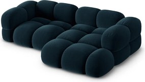 Divano angolare blu scuro (con penisola a destra/con chaise lounge) con rivestimento in velluto Loretto – Cosmopolitan Design