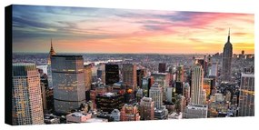 Stampa su tela Panorama tramonto New York, multicolore 190 x 90 cm