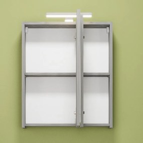 Kamalu - Specchio bagno contenitore 60 cm colore marmo cemento | LAC-AMFI-60