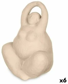 Statua Decorativa Beige Ceramica 14 x 18 x 11 cm (6 Unità) Donna Yoga