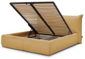 Letto matrimoniale giallo imbottito con spazio contenitivo con griglia inclusa 180x200 cm Jade – Bobochic Paris