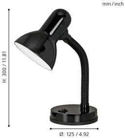EGLO 9228 - Lampada da tavolo BASIC 1xE27/40W nero